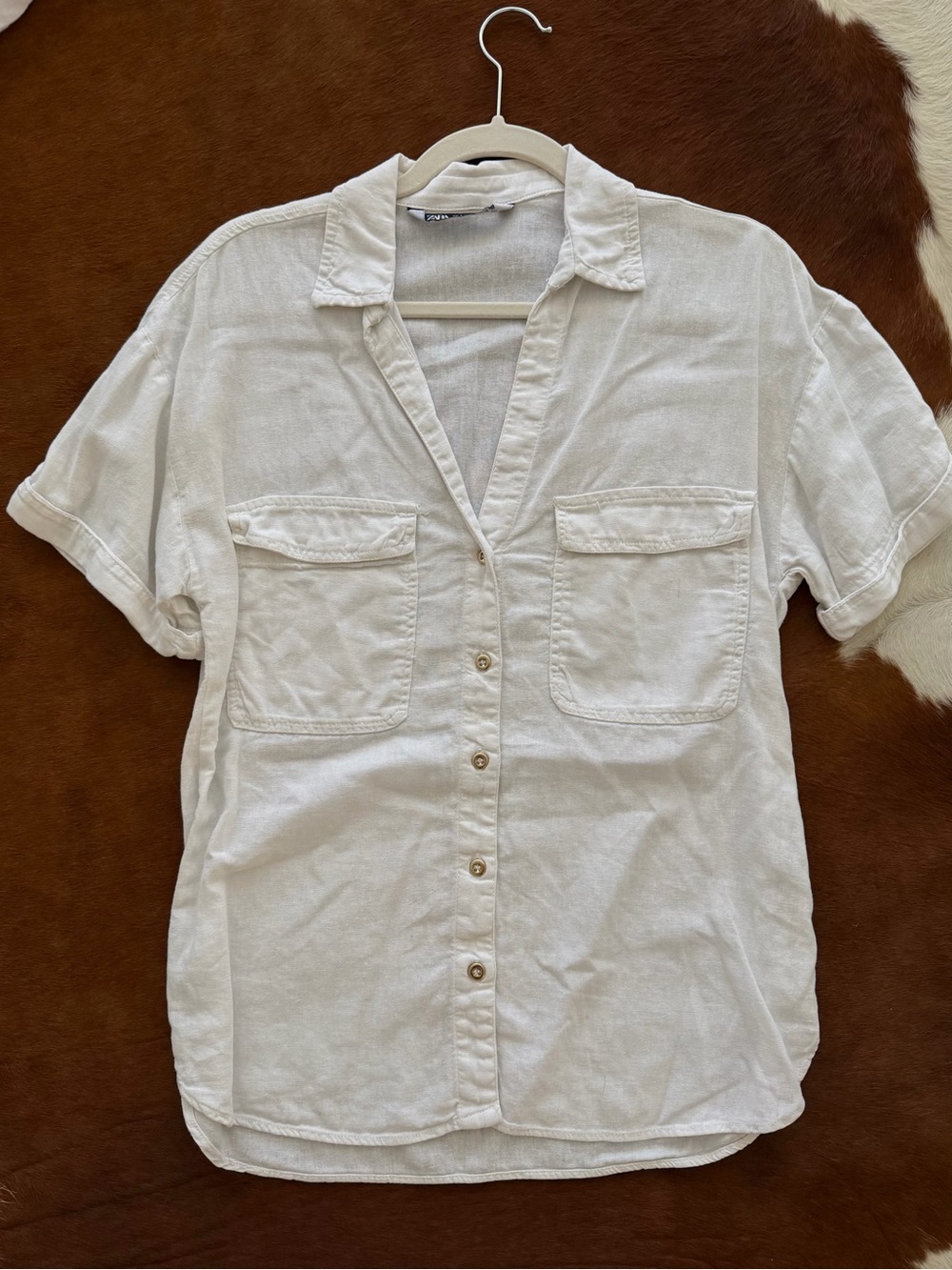 Zara white linen shirt size S